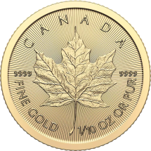 Kanadyjski Liść Klonowy 1/10 uncja złota, wysyłka 24h